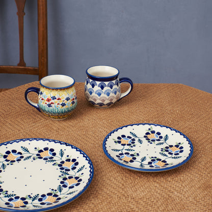 ポーリッシュポタリー プレート ブルー 花柄 17cm