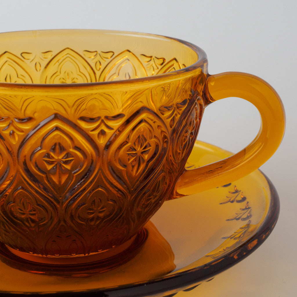 ガラス カップ&ソーサー FIORE アンバー