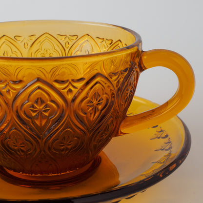 ガラス カップ&ソーサー FIORE アンバー