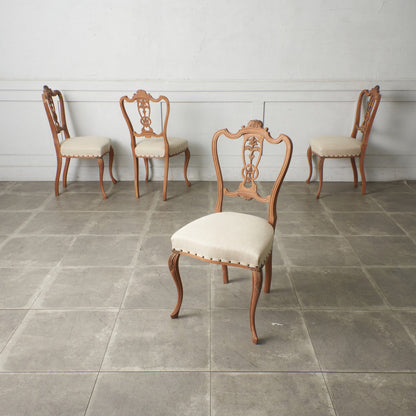 ストリップド加工 ダイニングチェア 4脚セット / 張替済