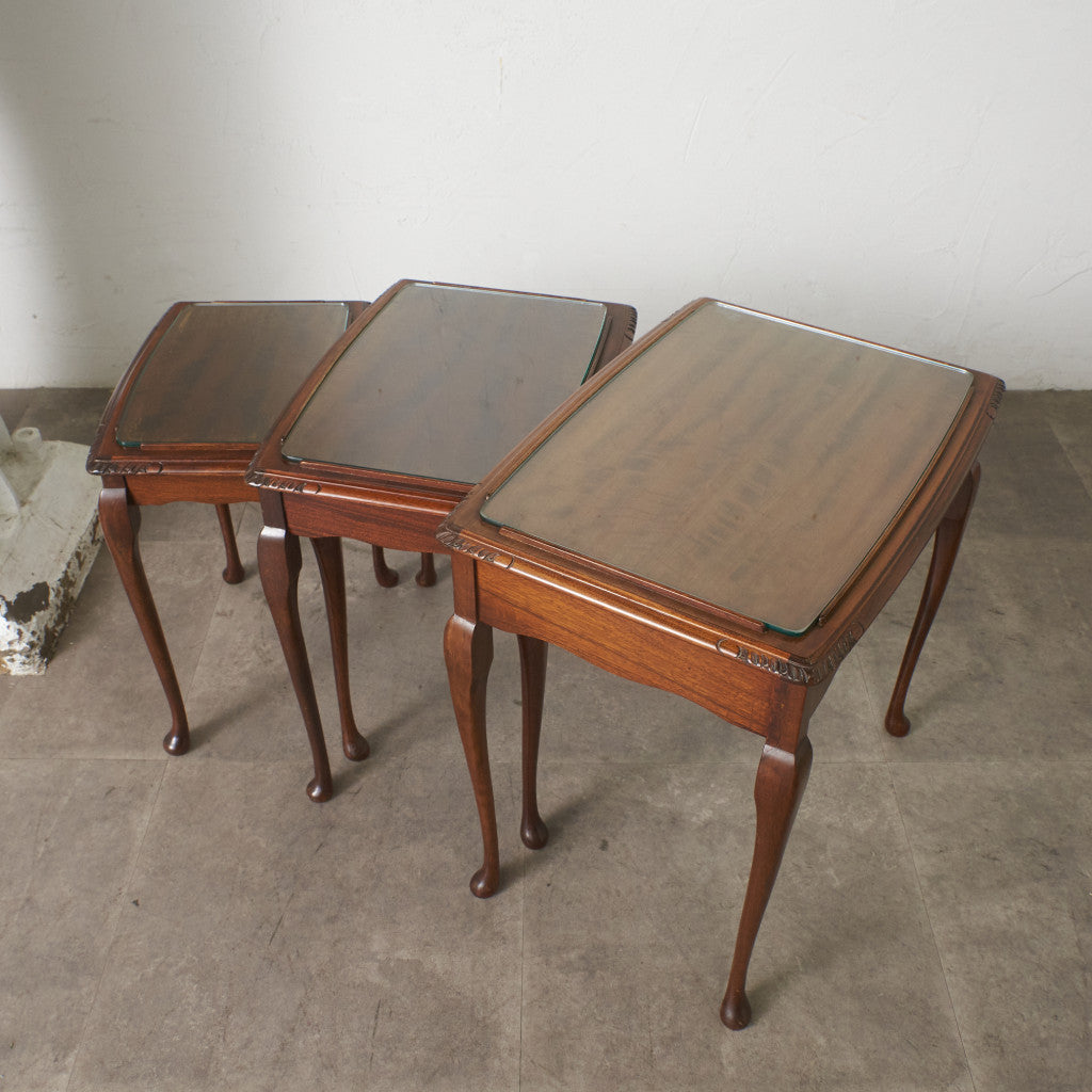 英国クラシック ガラストップ ネストテーブル – rocca rocca