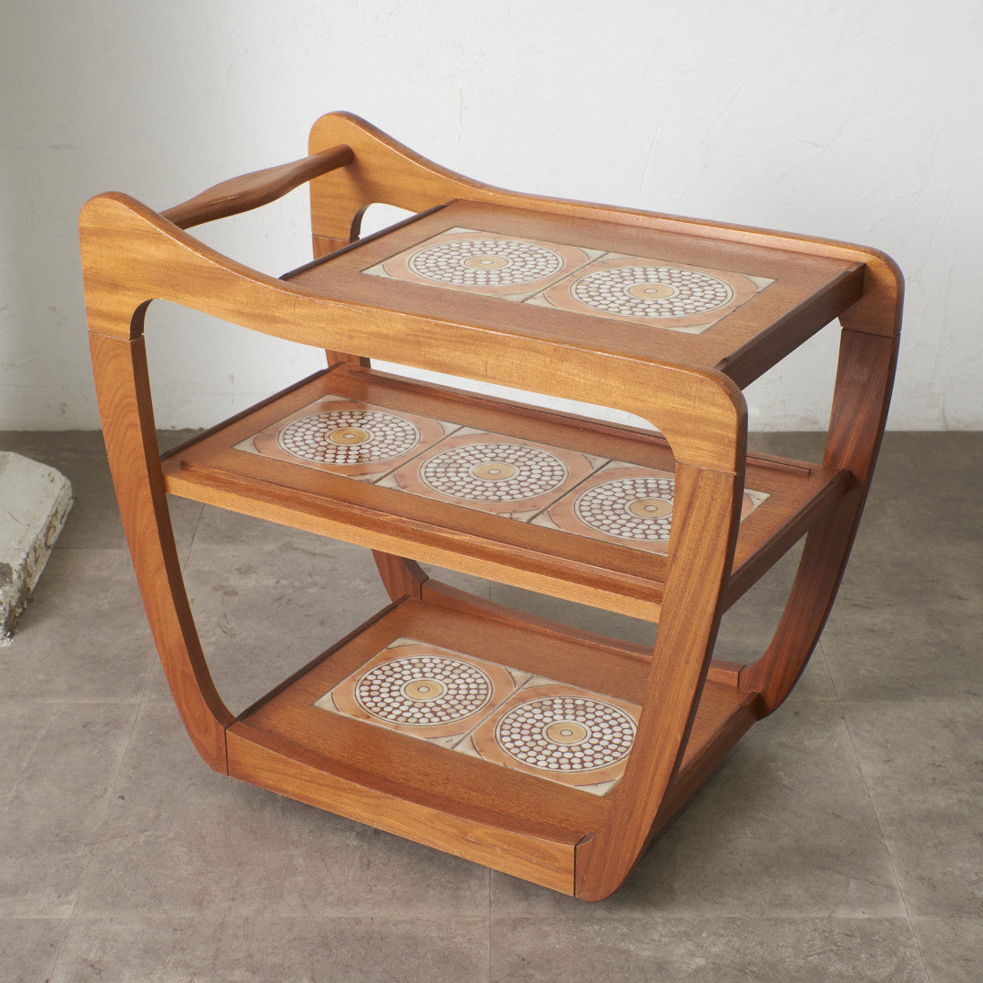 英国ヴィンテージ タイルトップ トロリー