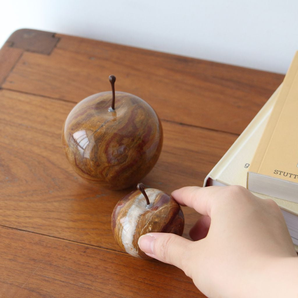 ストーンオブジェ Marble Apple ブラウン Large