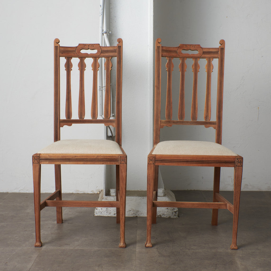 ストリップド加工 ダイニングチェア 2脚セット / 張替済