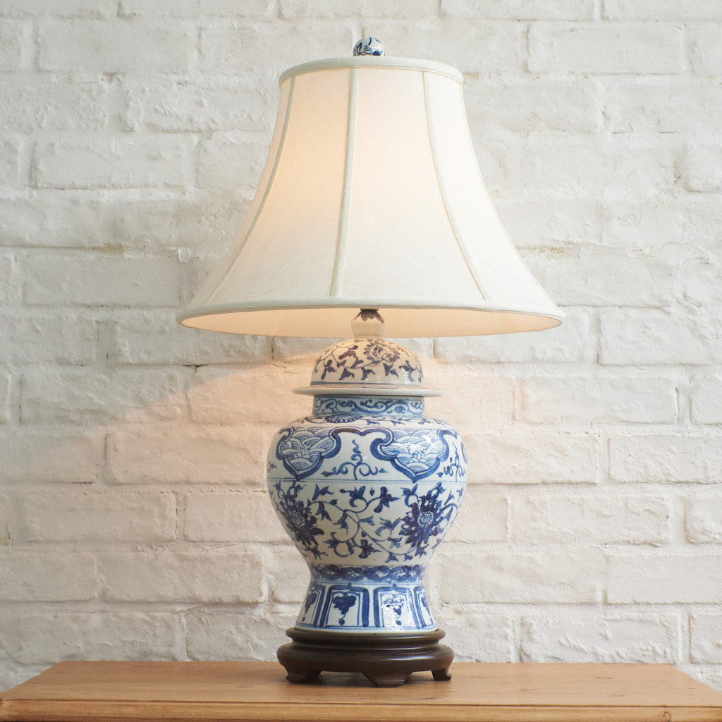 クラシック シノワズリースタイル 染付 テーブルランプ