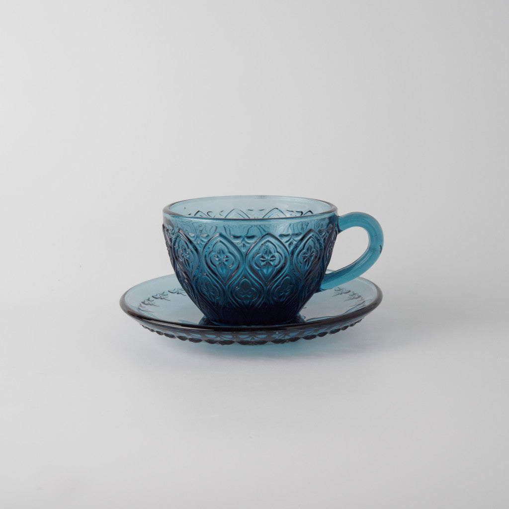 ガラス カップ&ソーサー FIORE ブルー