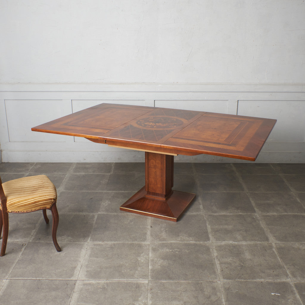 クラシック 木象嵌 エクステンションダイニングテーブル