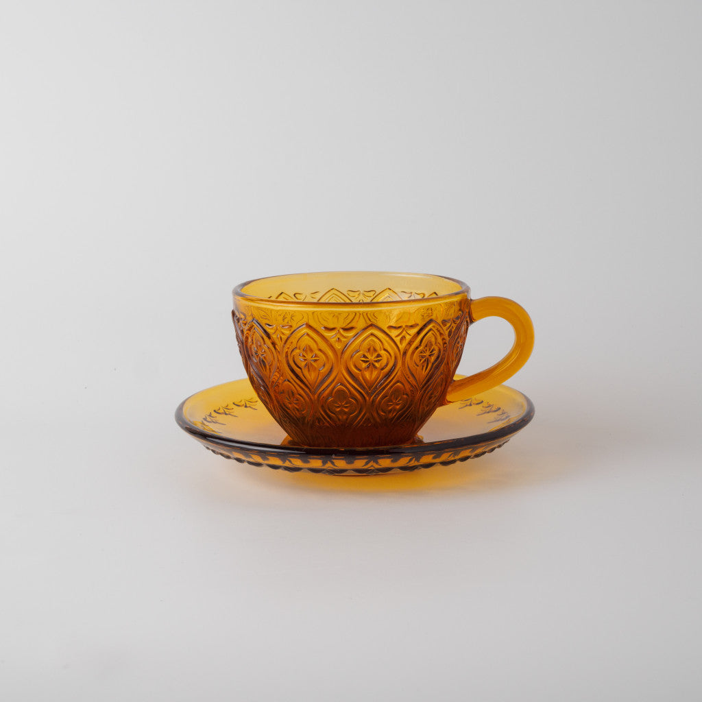 ガラス カップ&ソーサー FIORE アンバー
