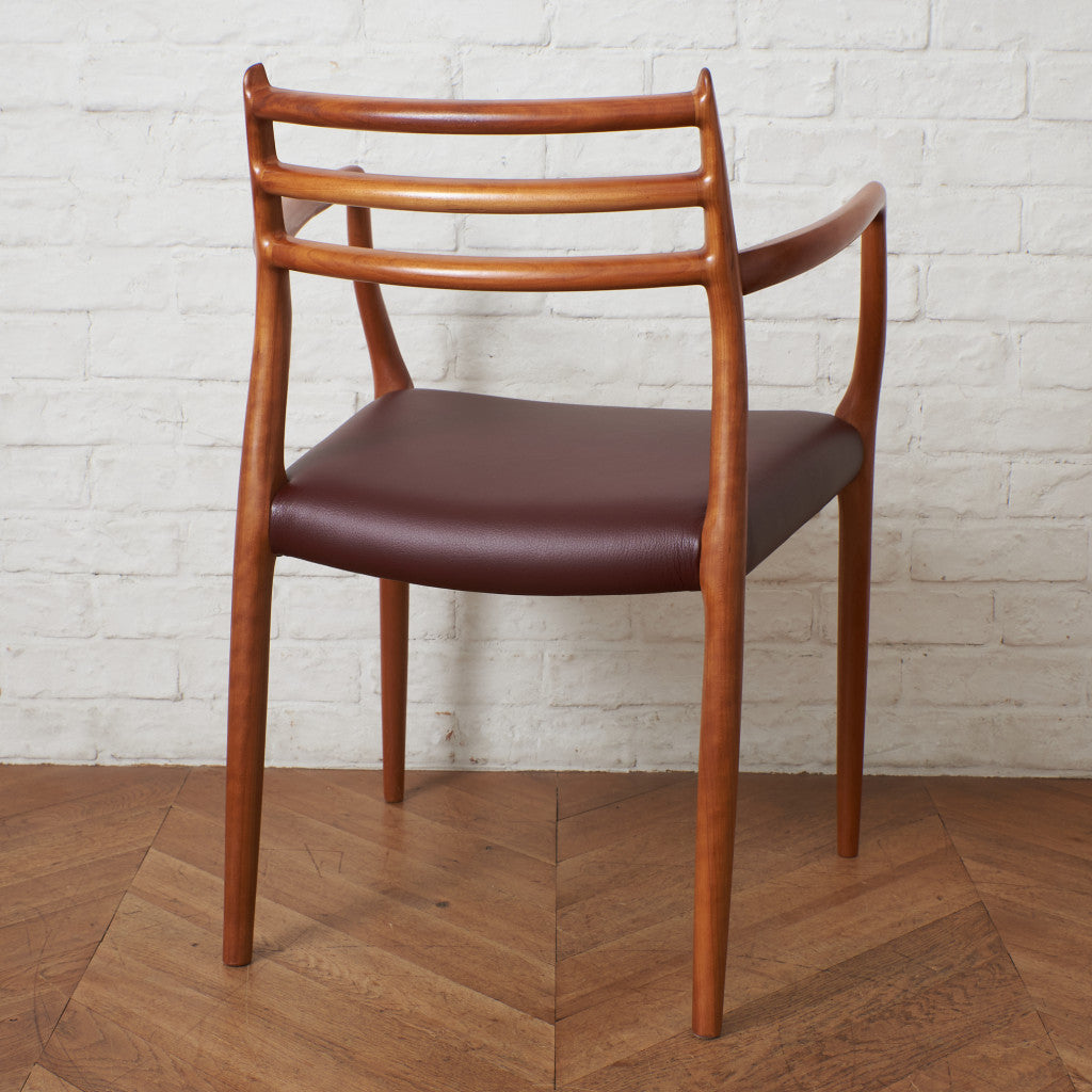 No.62 チェア (チェリー×本革) / 張替済