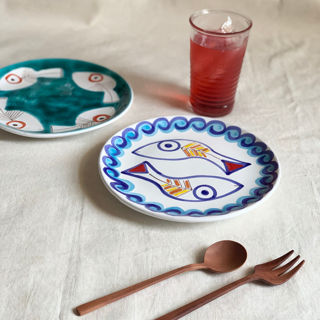 Susannna de Simone 絵皿 19cm 2匹のサカナ