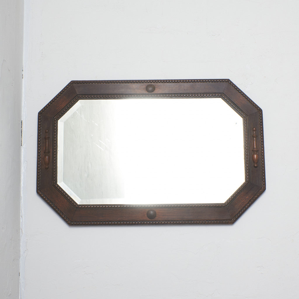 英国アンティーク オーク材 ウォールミラー