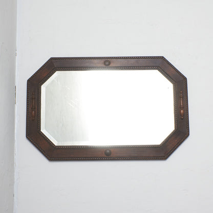 英国アンティーク オーク材 ウォールミラー