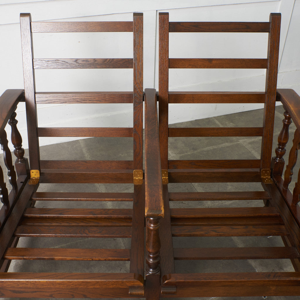 オーク材 アンティーク スタイル 2人掛けソファ