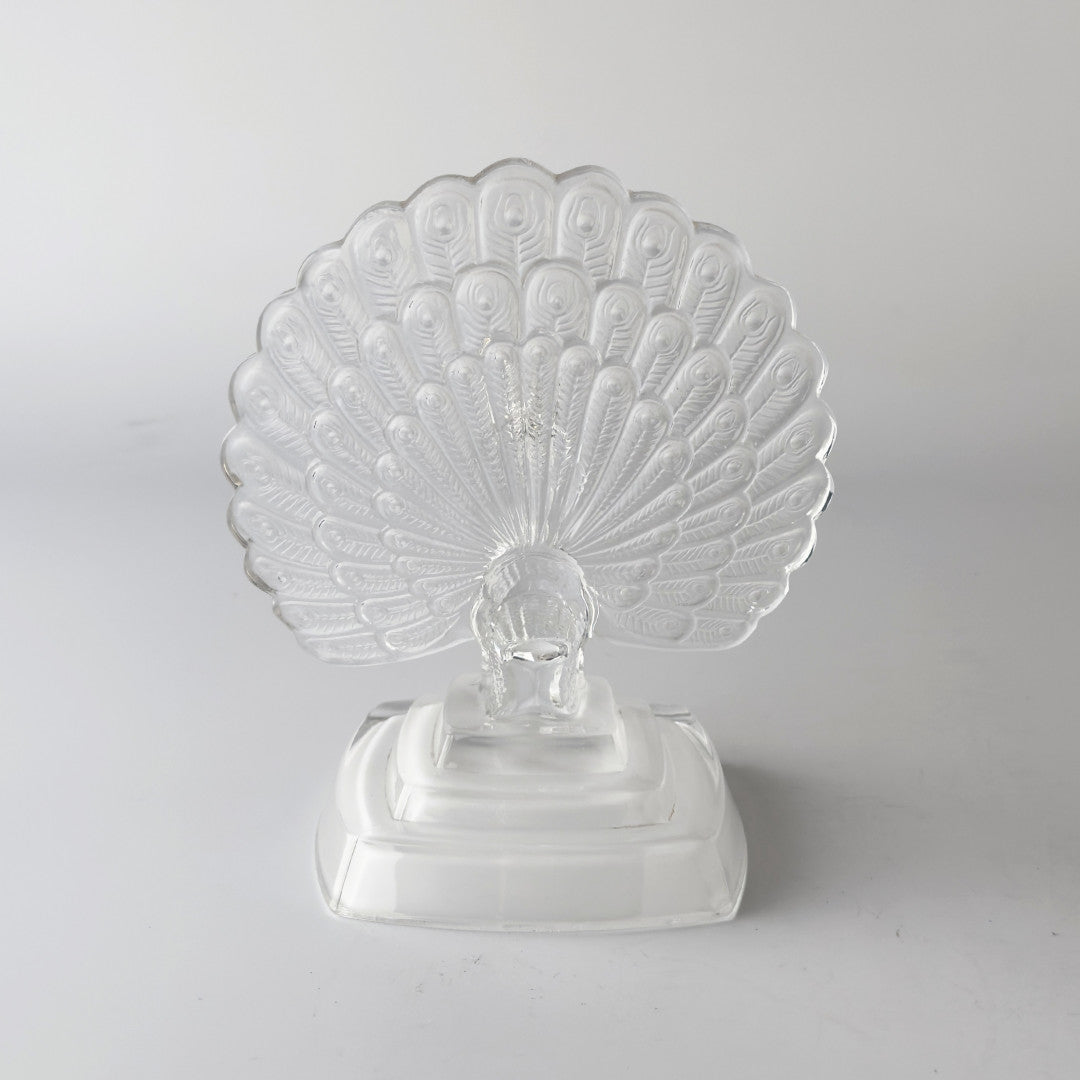 クリスタルガラス 孔雀のオブジェ