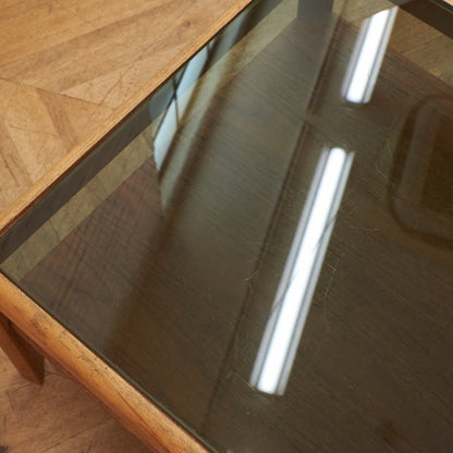 ヴィンテージ スモークガラストップ コーヒーテーブル