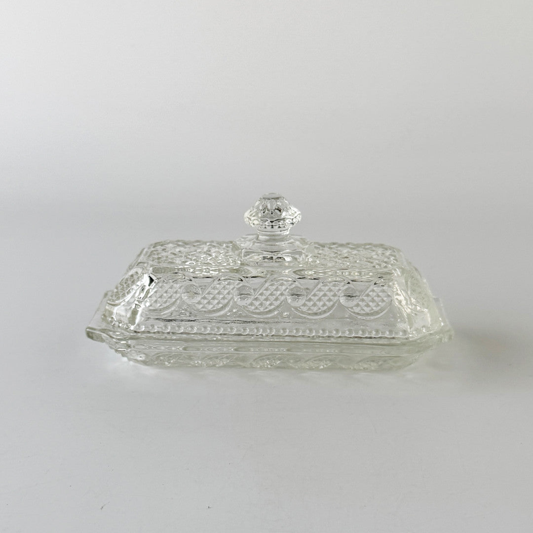 英国ヴィンテージ ガラス製バターケース