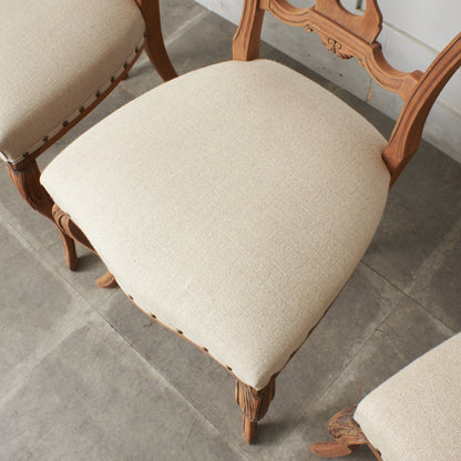 ストリップド加工 ダイニングチェア 4脚セット / 張替済