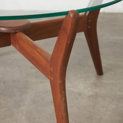 英国ヴィンテージ ガラストップ センターテーブル