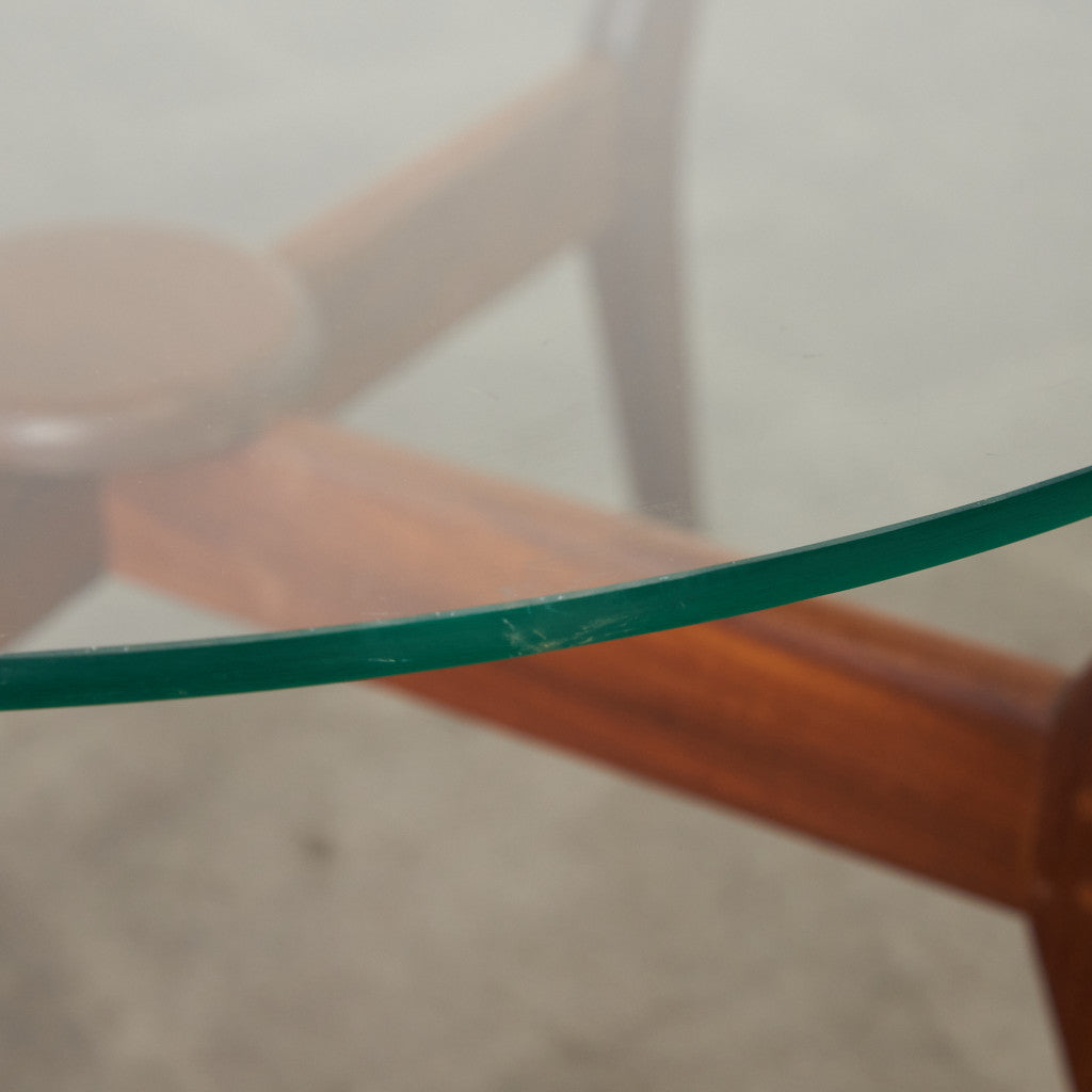 英国ヴィンテージ ガラストップ センターテーブル