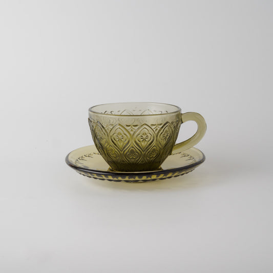 ガラス カップ&ソーサー FIORE グリーン