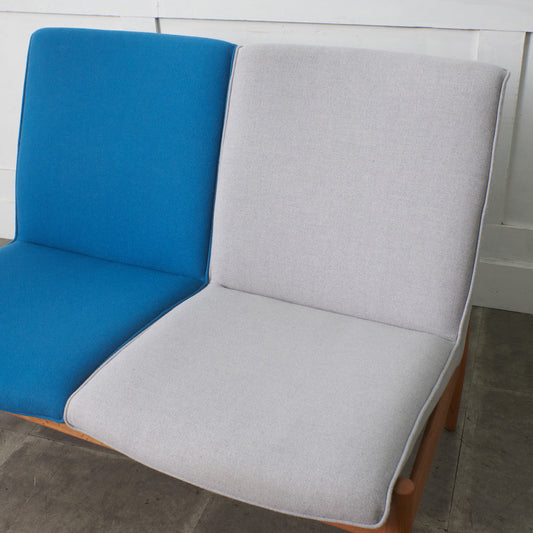 オーク材 アームレス ベンチソファ / 張替済