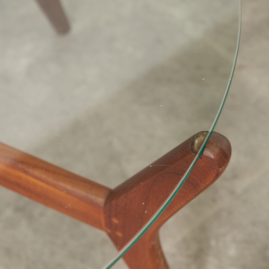 英国ヴィンテージ ガラストップ センターテーブル