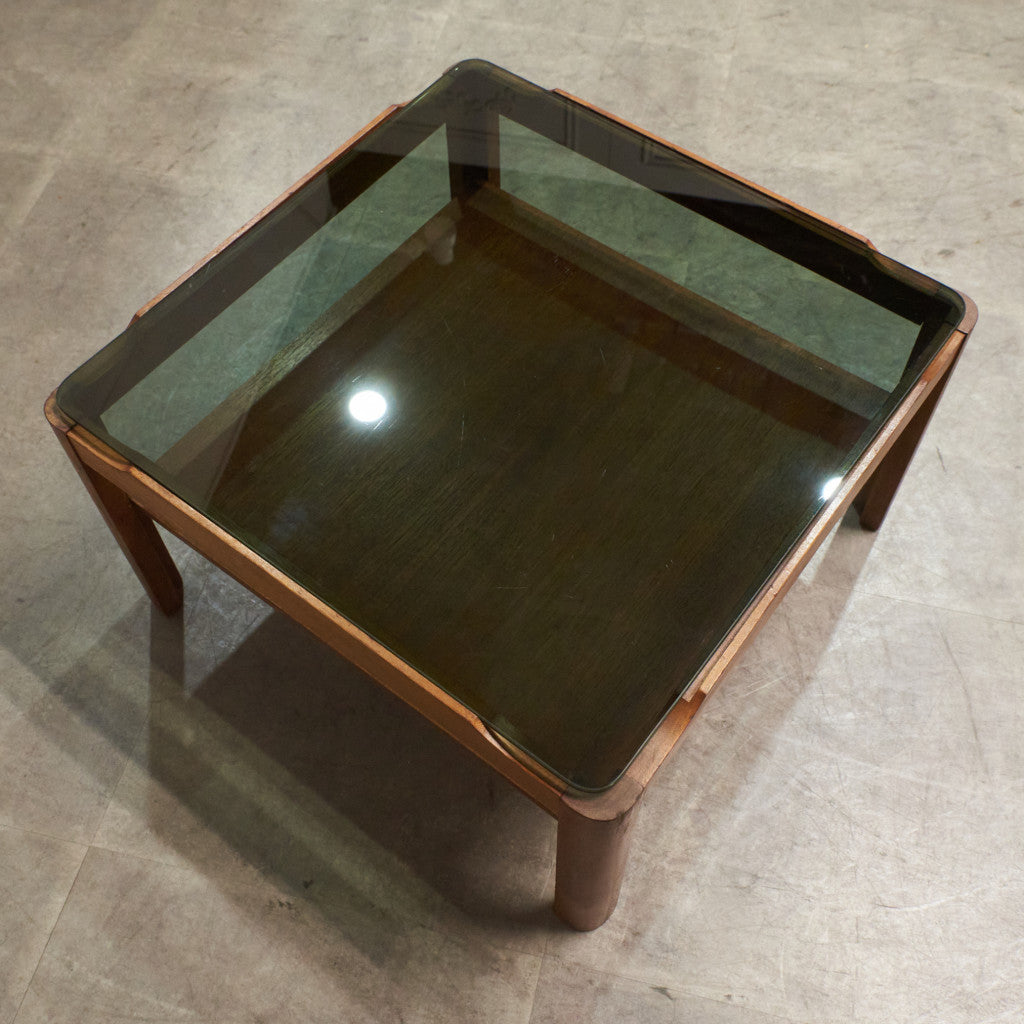 ヴィンテージ スモークガラストップ コーヒーテーブル