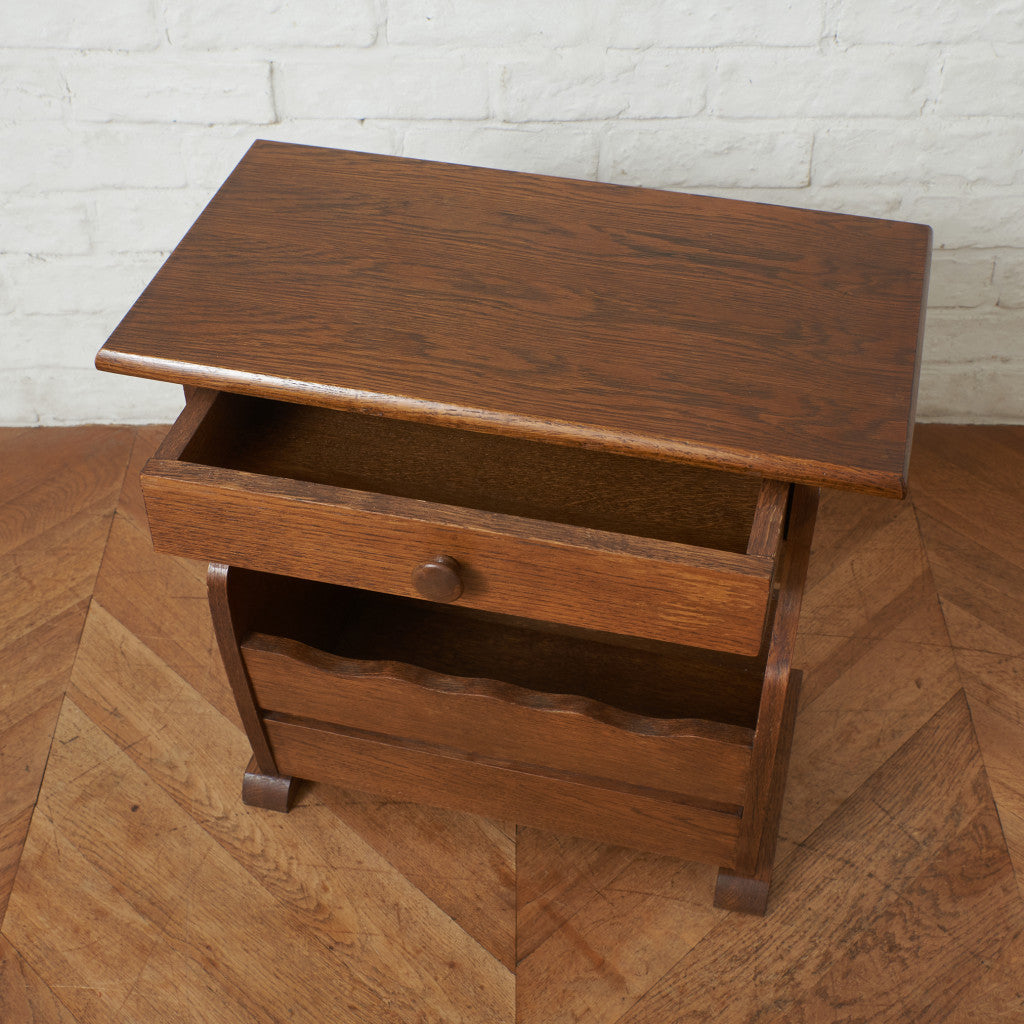 英国クラシック マガジンラック付きサイドテーブル