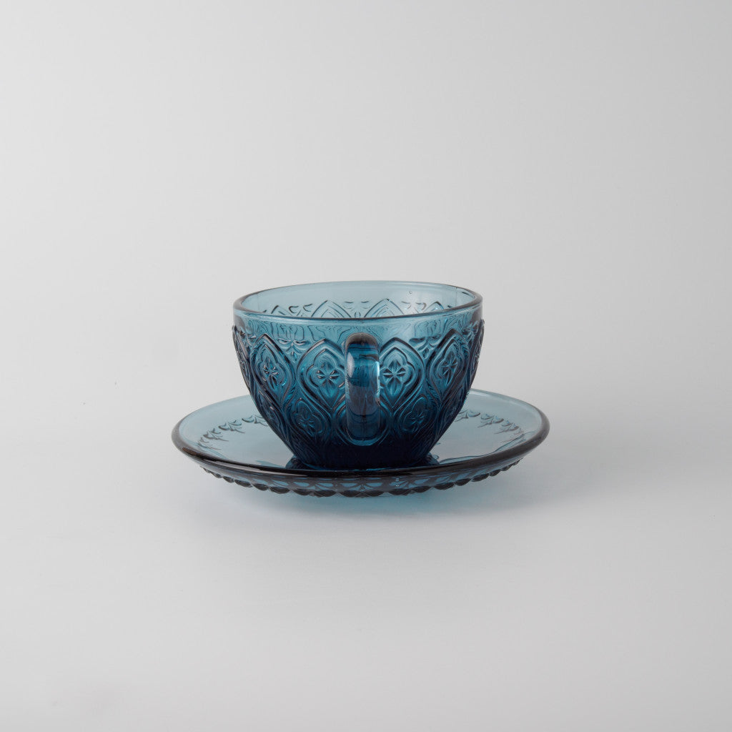 ガラス カップ&ソーサー FIORE ブルー