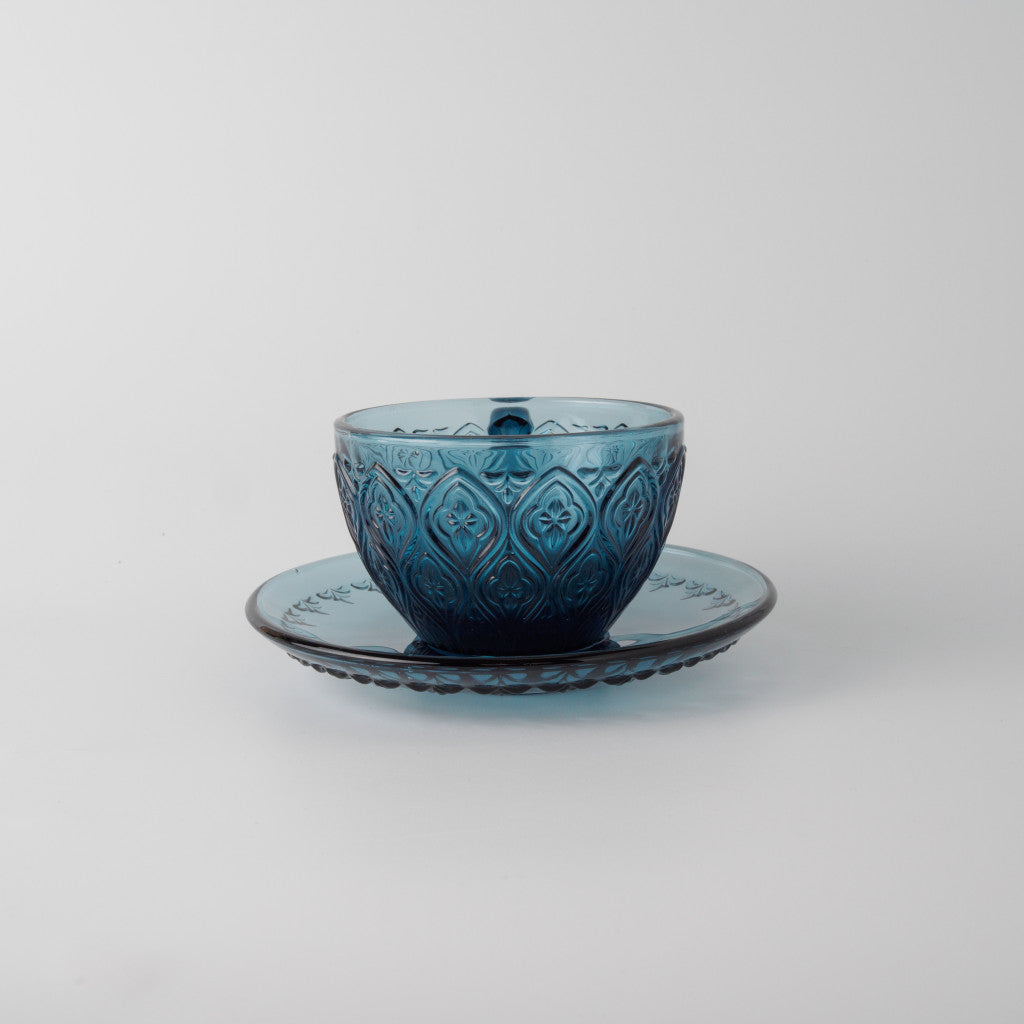 ガラス カップ&ソーサー FIORE ブルー
