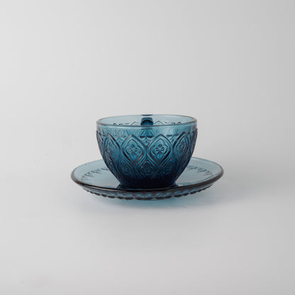 ガラス カップ&ソーサー FIORE ブルー