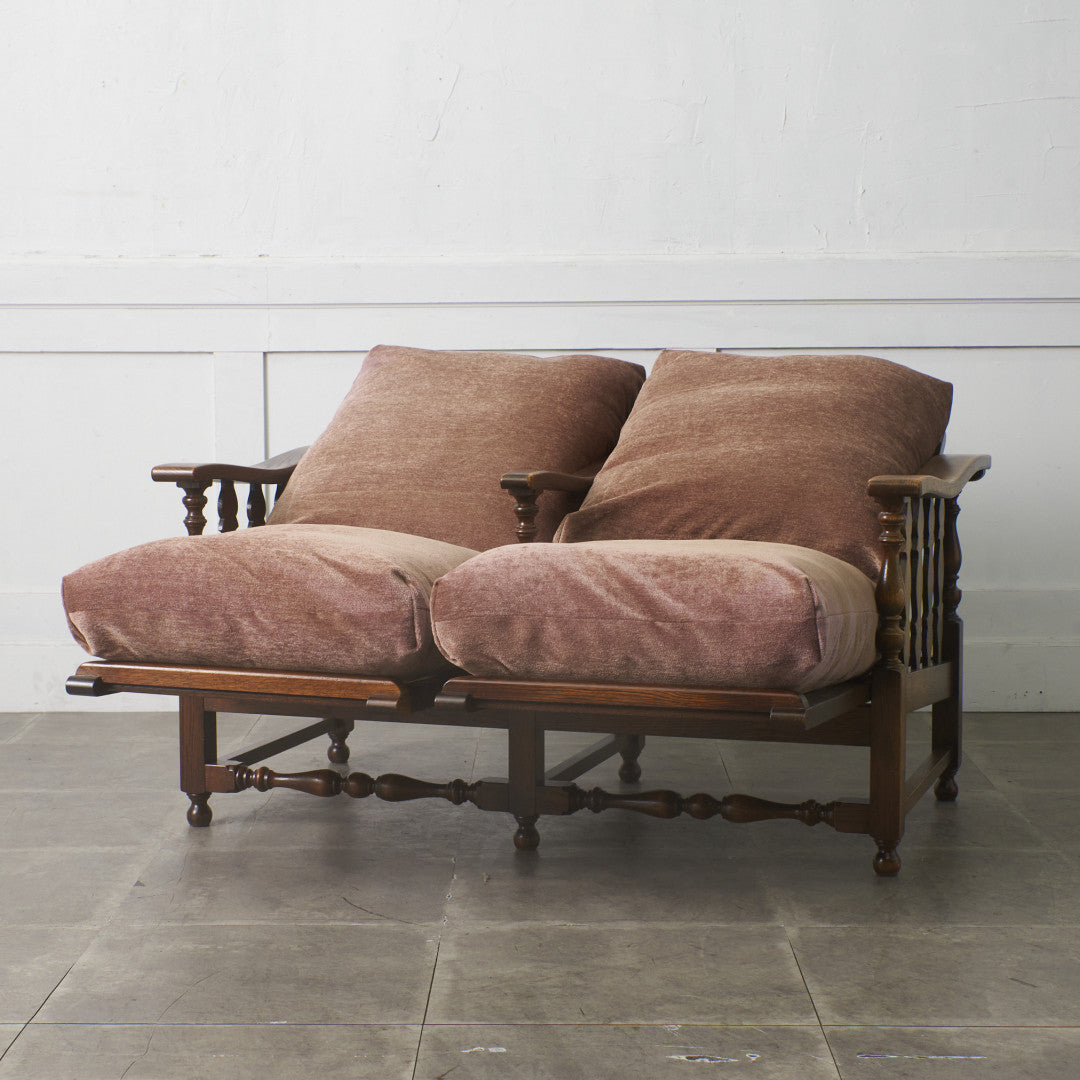 オーク材 アンティーク スタイル 2人掛けソファ