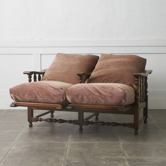 オーク材 アンティーク スタイル 2人掛けソファ