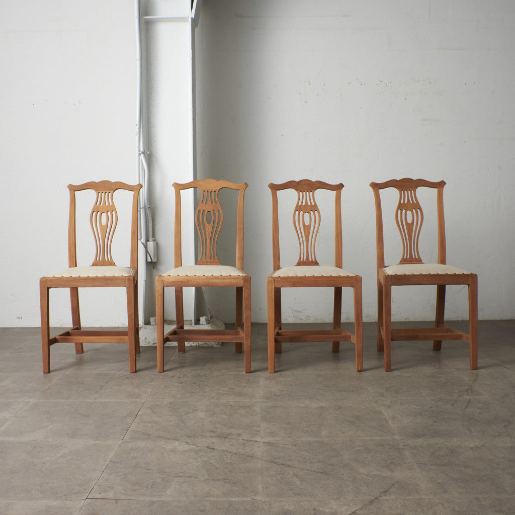 ストリップド加工 ダイニングチェア 4脚セット / 張替済