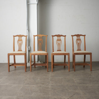 ストリップド加工 ダイニングチェア 4脚セット / 張替済