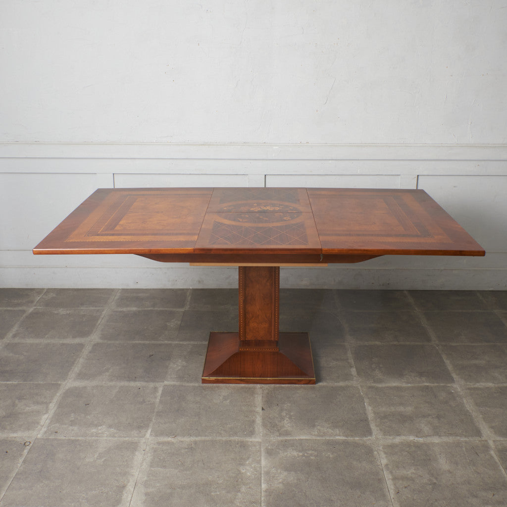 クラシック 木象嵌 エクステンションダイニングテーブル