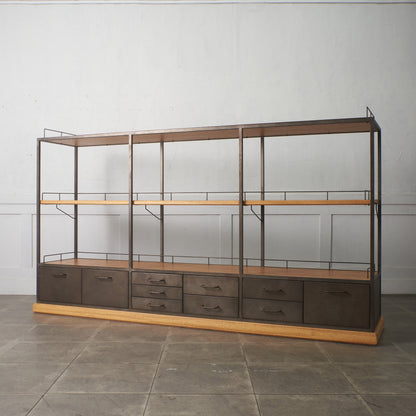 インダストリアル 金属x天然木 オープンシェルフ