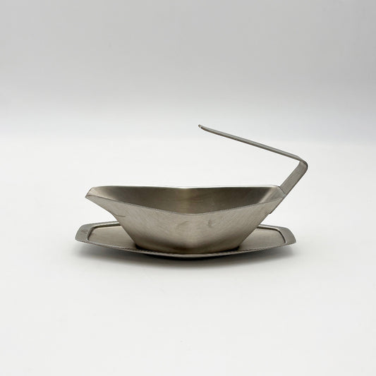 英国ヴィンテージ ステンレス ソースポット＆ソーサー