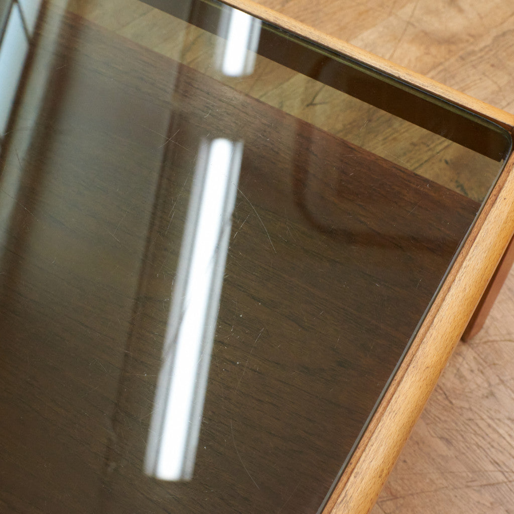 ヴィンテージ スモークガラストップ コーヒーテーブル