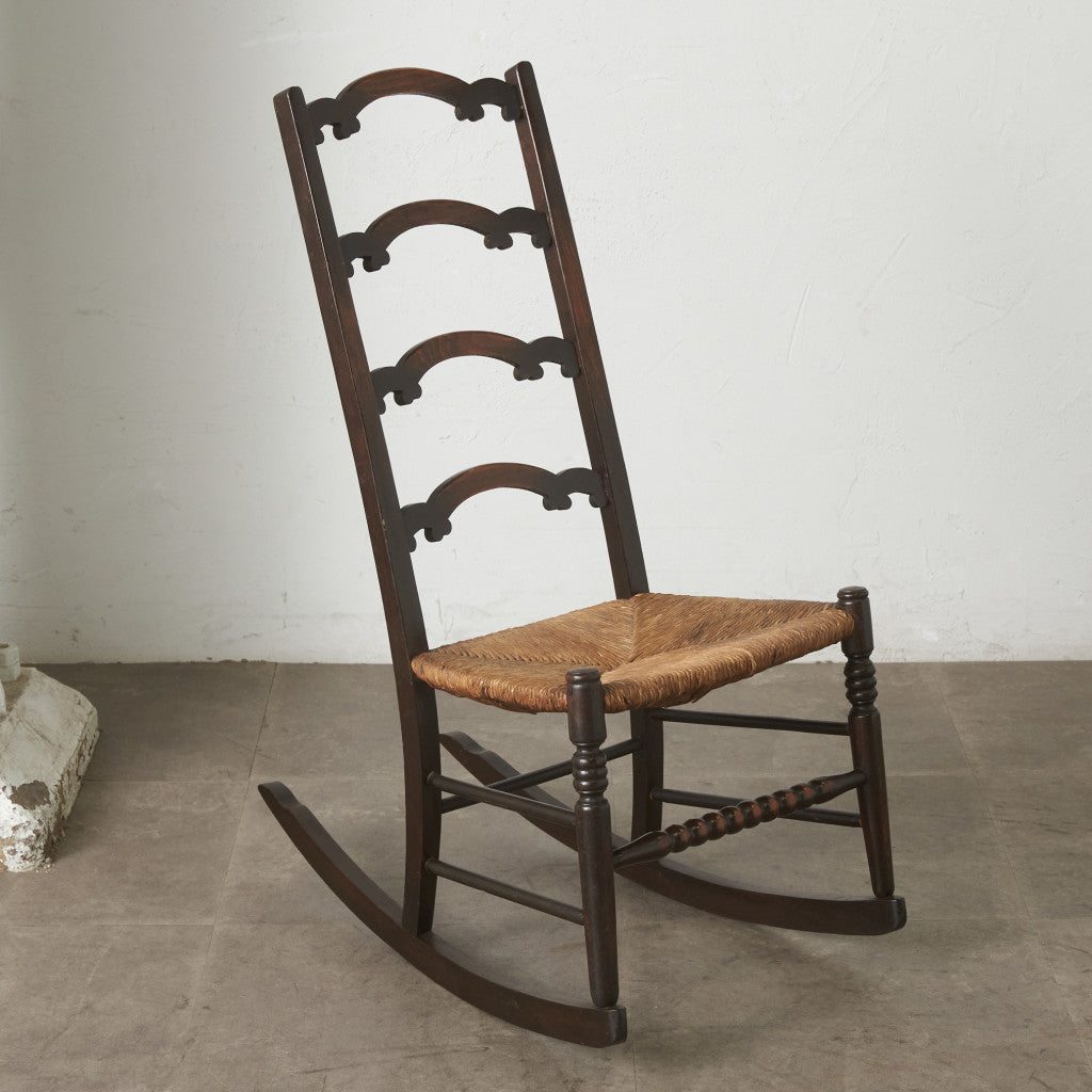英国アンティーク ラッシュシート ロッキングチェア