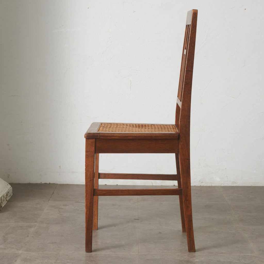 英国アンティーク 籐張りダイニングチェア