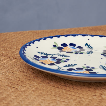 ポーリッシュポタリー プレート ブルー 花柄 17cm